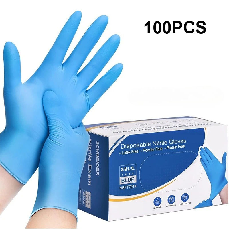 Nitrile Mechanic Glove - 100 STKS Blauwe nitril wegwerphandschoenen Latexvrije