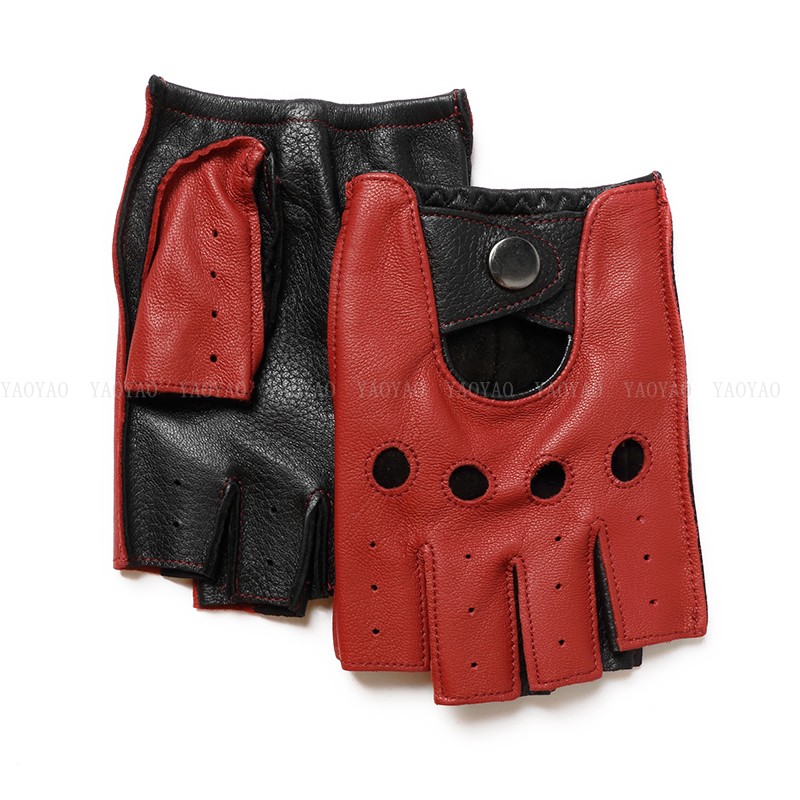 Leather Driving Glove - Lente Male100% Puur Echt Leer Half