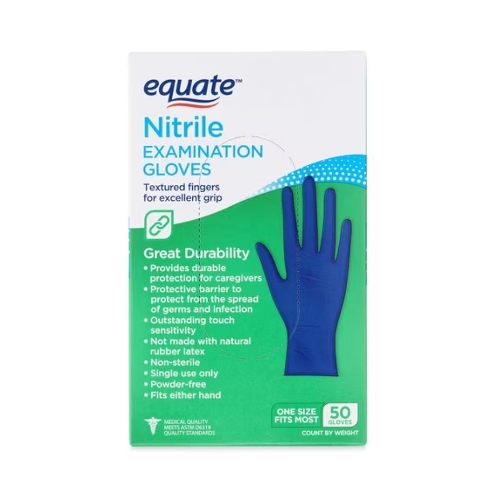 Exam Glove Nitrile - Equate Nitril examenhandschoenen, One Size Fits