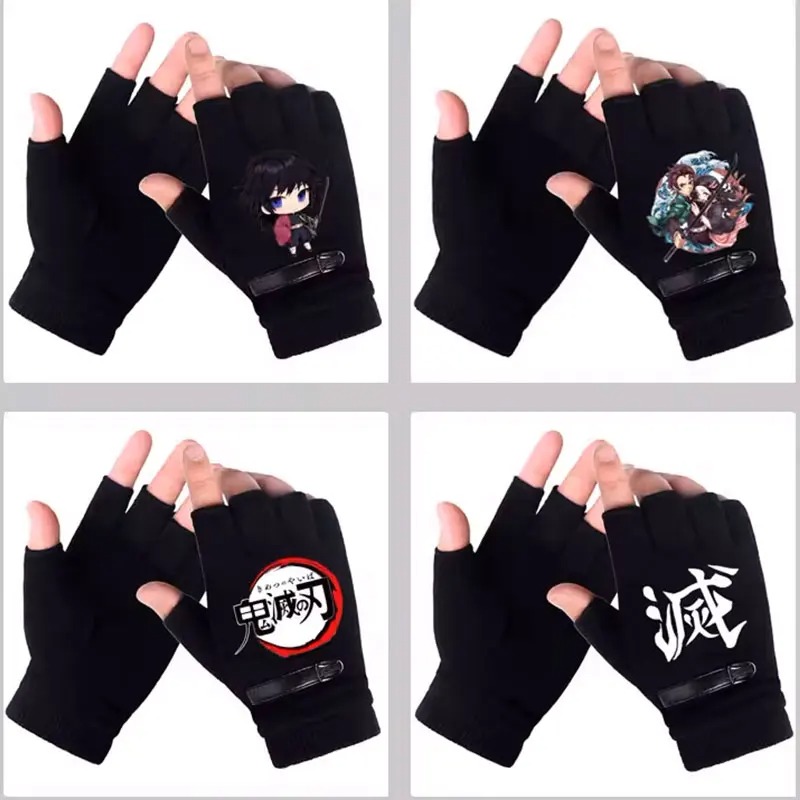 Fingerless Glove Knit - Anime Demon Slayer Student Half Vinger