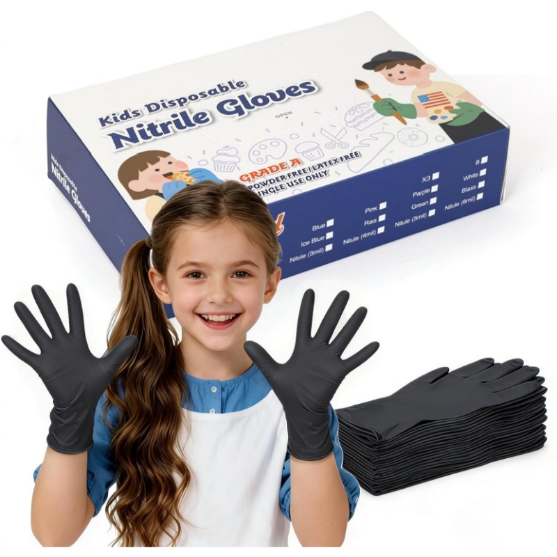 Nitrile Mechanic Glove - Kinderen Zwarte Nitril Wegwerphandschoenen voor 4-12