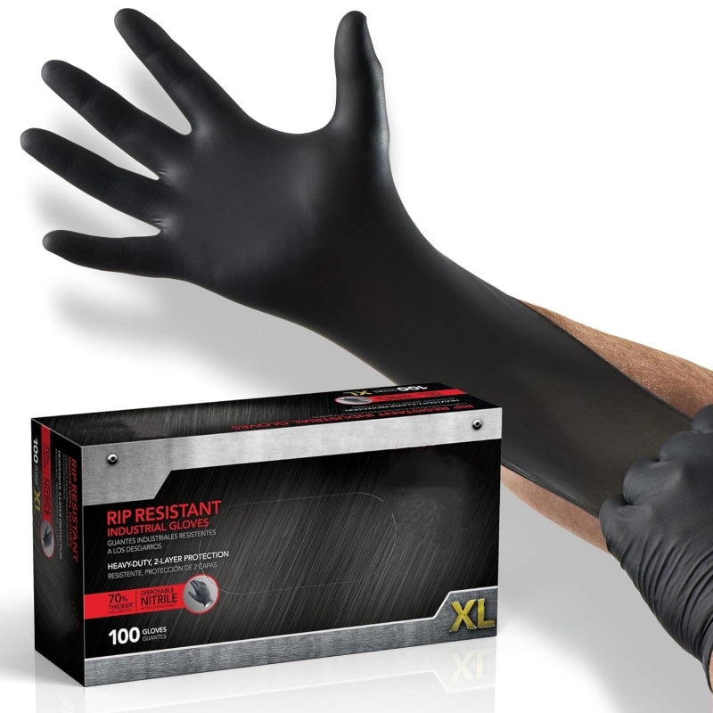 Nitrile Mechanic Glove - 100 STKS Zwarte Nitril Handschoenen Wegwerp