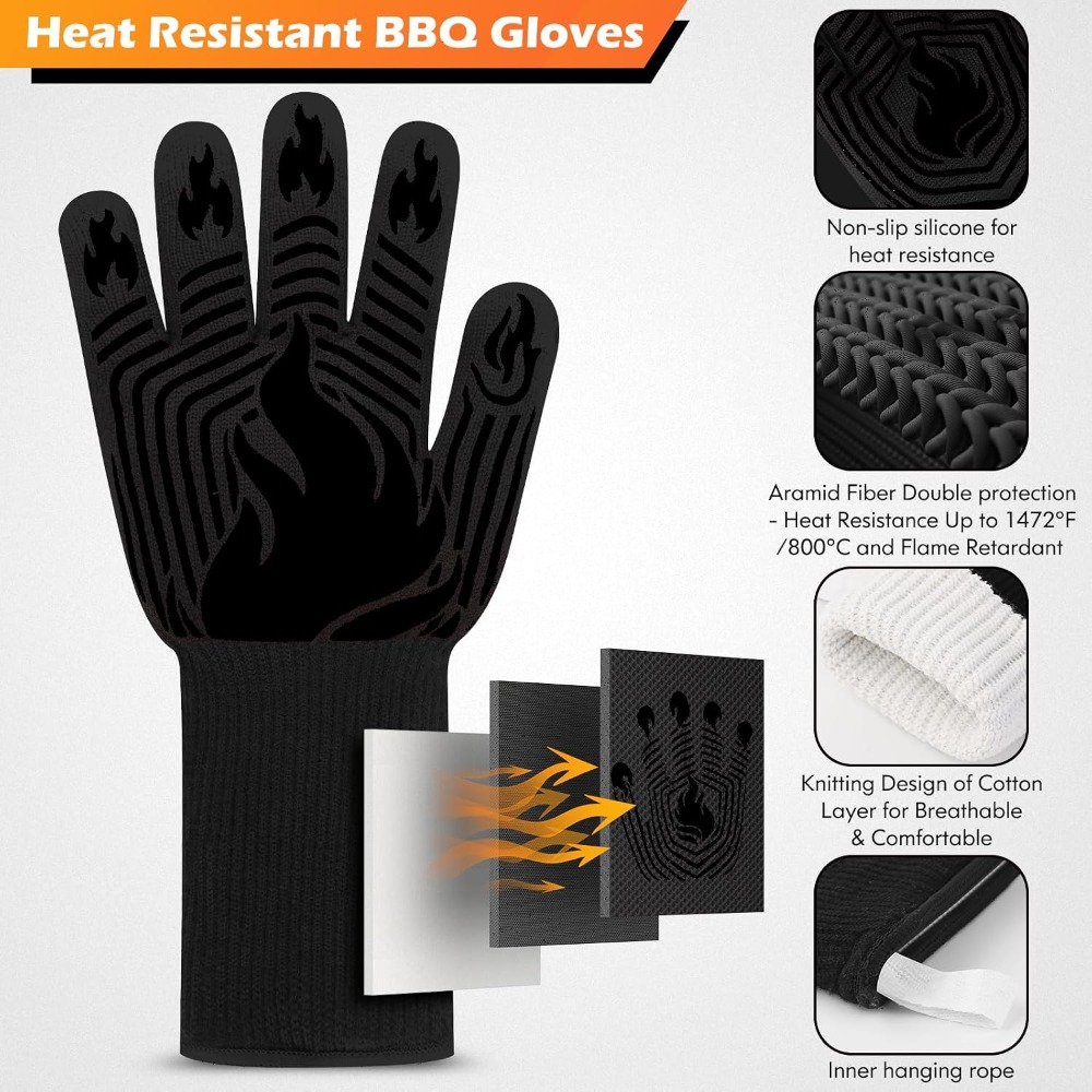 Oven Mitt Silicone - BBQ-handschoenen, 1472 ° Hittebestendige handschoenen, brandwerende