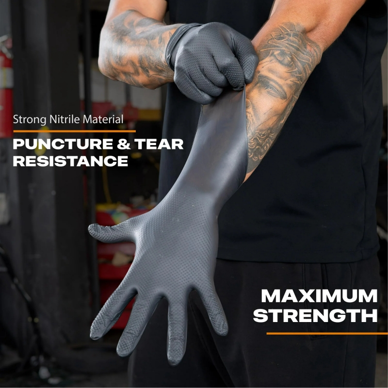 Zwarte zware nitril wegwerphan - Nitrile Mechanic Glove recensie en prijs