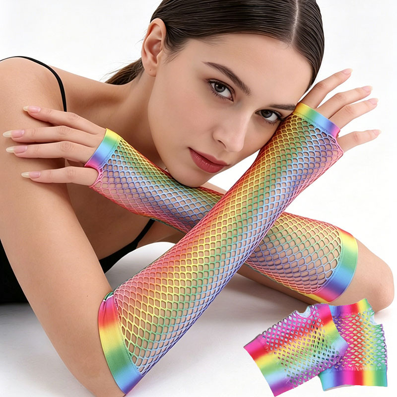 1 paar dames lange visnet hand - Fingerless Glove Knit recensie en prijs